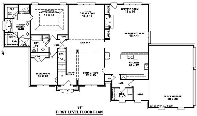 Floor Plan First Story of French Plan #170-3218