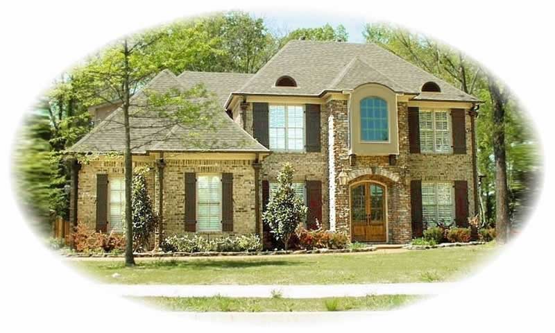 Front view of French home (ThePlanCollection: House Plan #170-3219)