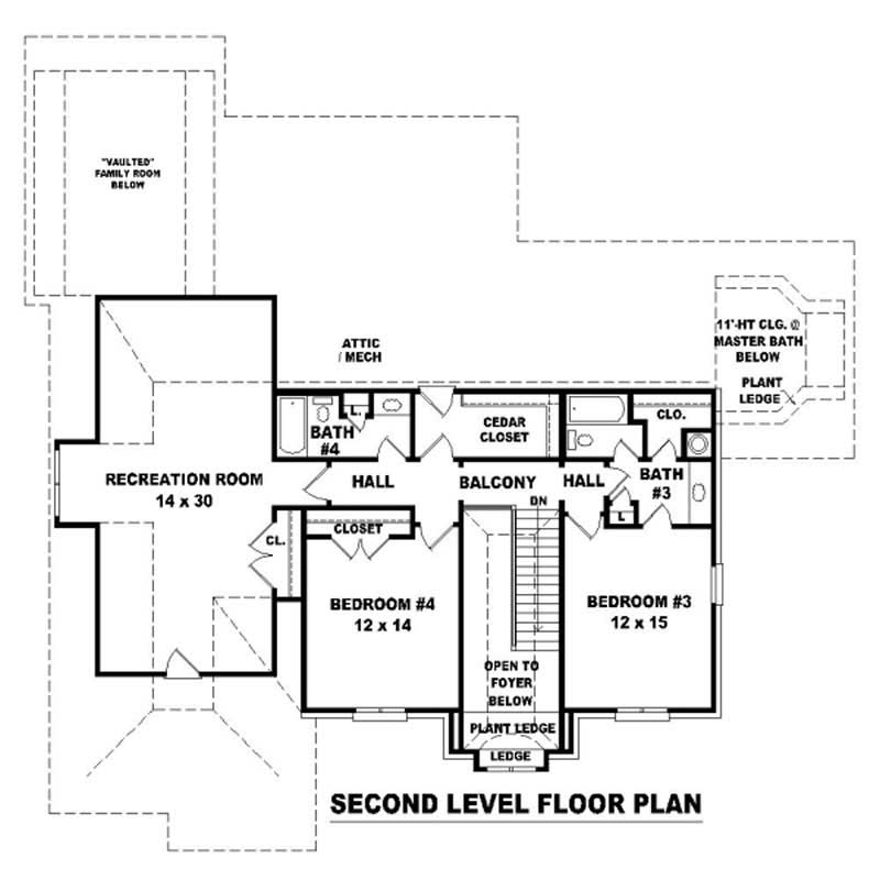 Floor Plan Second Story of French Plan #170-3219
