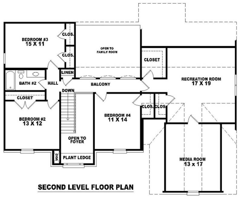 Floor Plan Second Story of Traditional Plan #170-3223