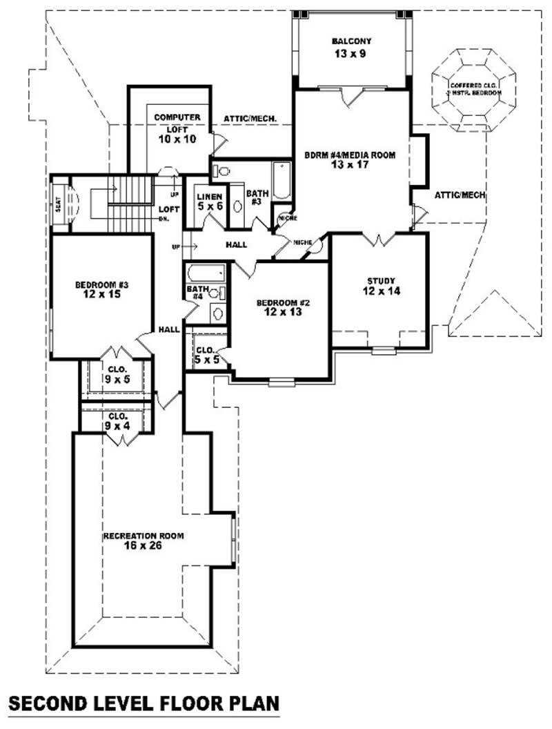 Floor Plan Second Story of Country Plan #170-3232
