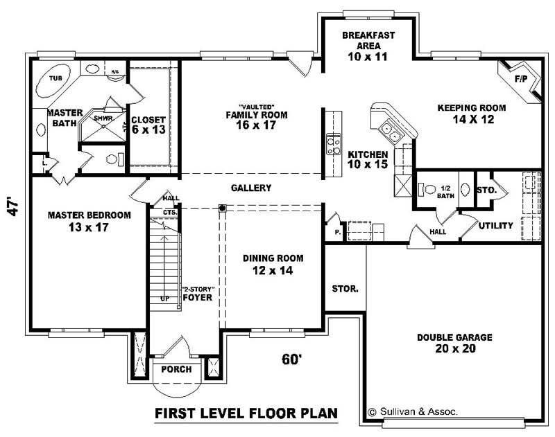 Floor Plan First Story of Traditional Plan #170-3246