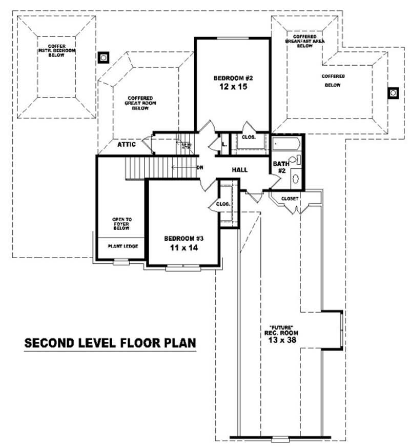 Floor Plan Second Story of French Plan #170-3262