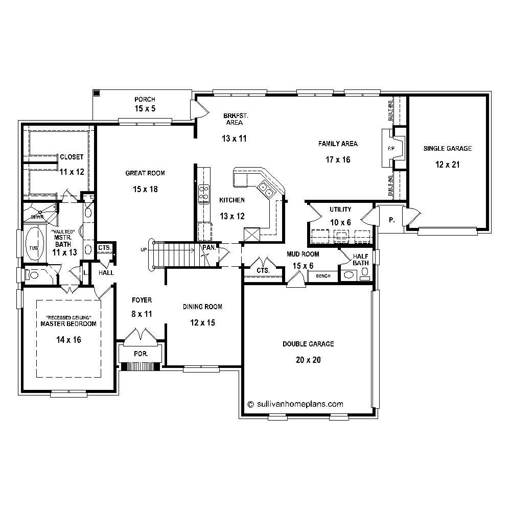 Floor Plan First Story of French Plan #170-3265