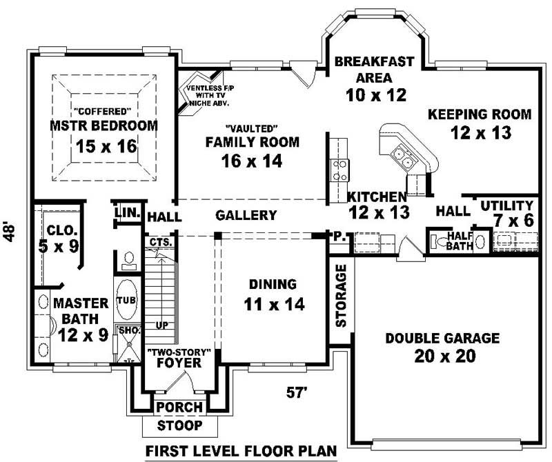 Floor Plan First Story of Country Plan #170-3269