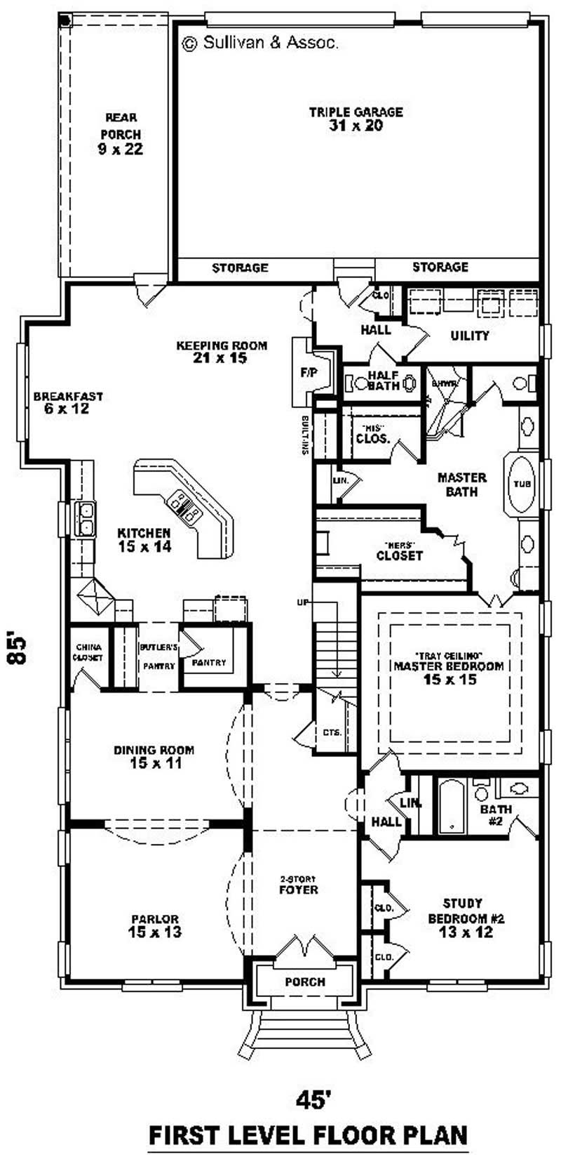 Floor Plan First Story of French Plan #170-3272