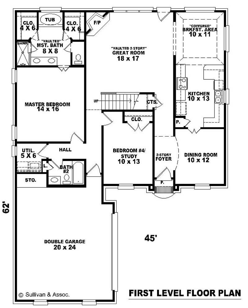Floor Plan First Story of Traditional Plan #170-3274
