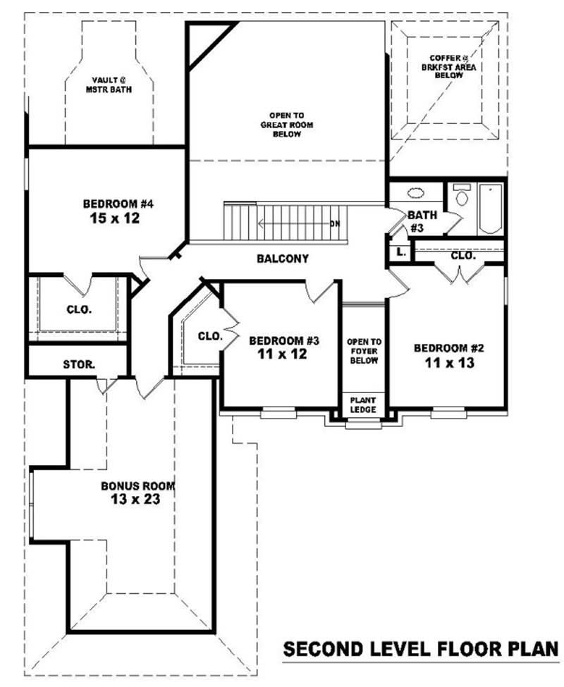 Floor Plan Second Story of Country Plan #170-3277