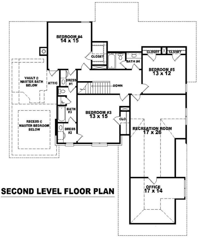 Floor Plan Second Story of French Plan #170-3291