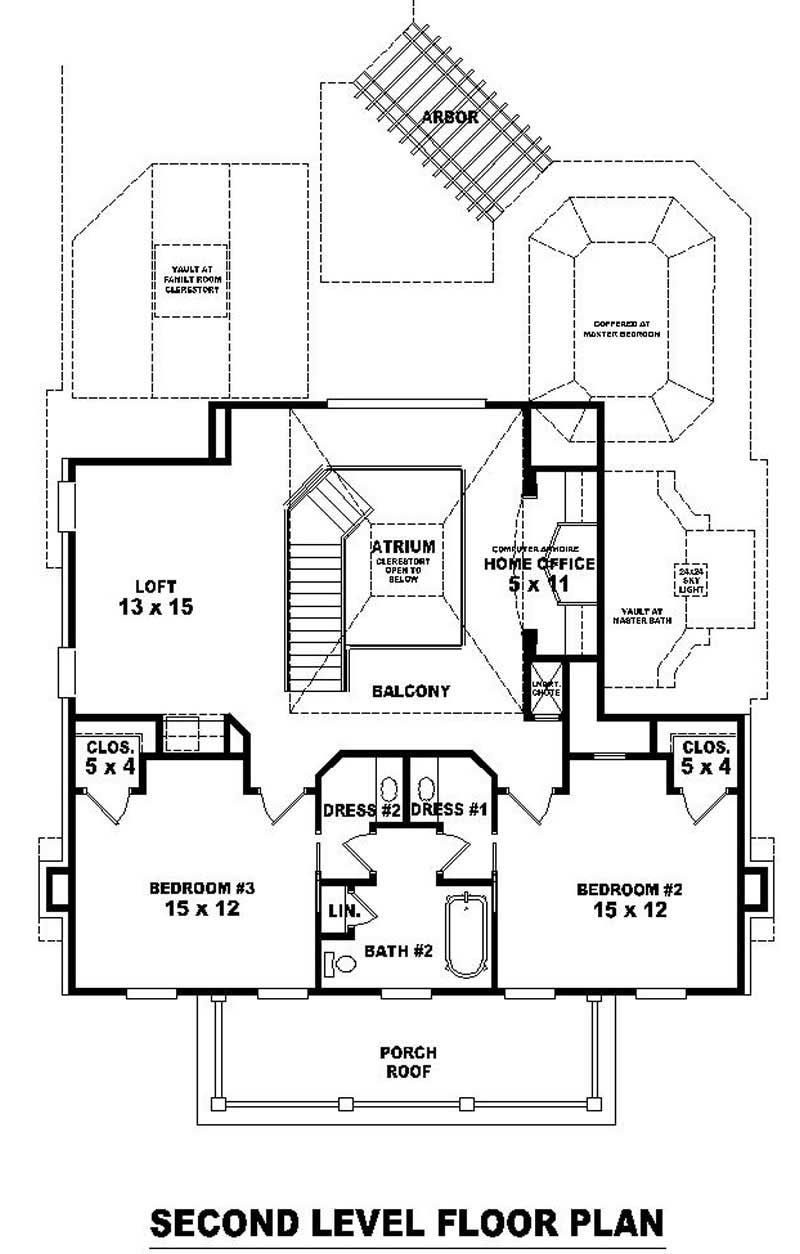 Floor Plan Second Story of Traditional Plan #170-3293