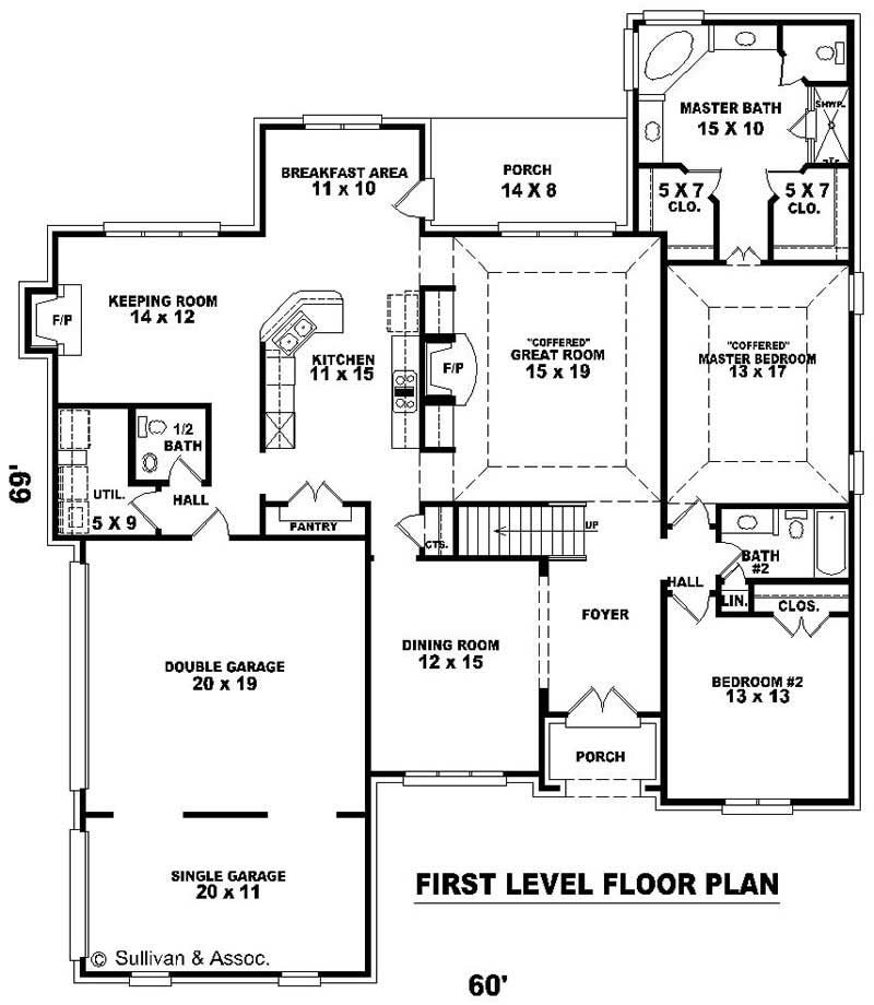 Floor Plan First Story of Country Plan #170-3303