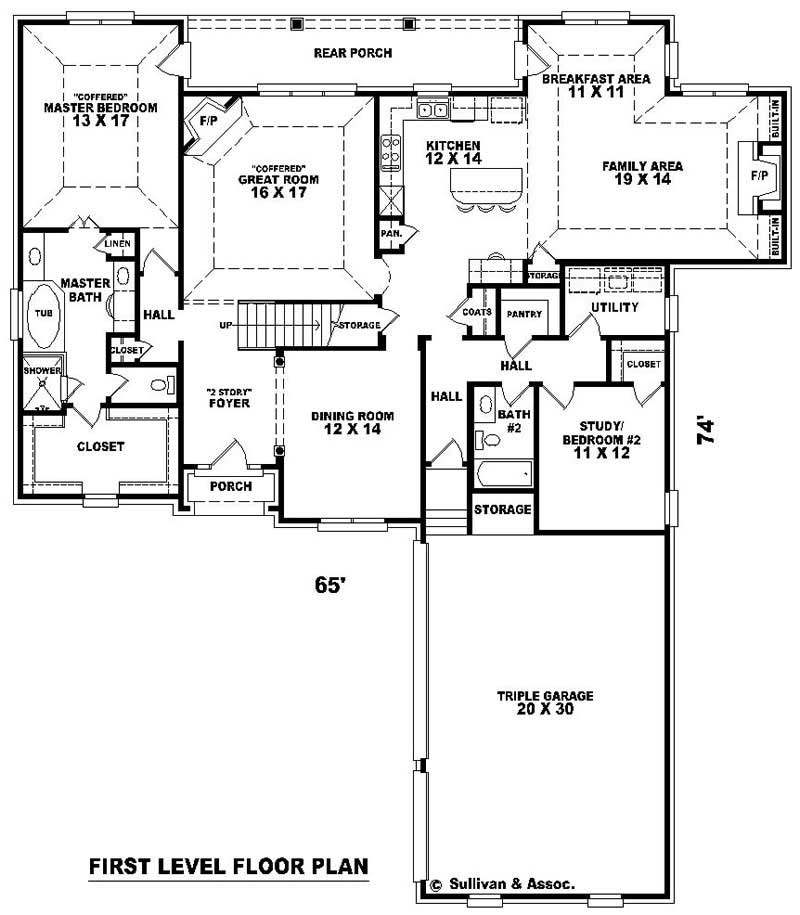 Floor Plan First Story of French Plan #170-3304