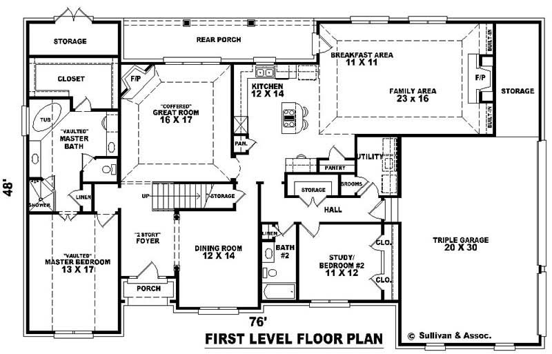 Floor Plan First Story of French Plan #170-3311