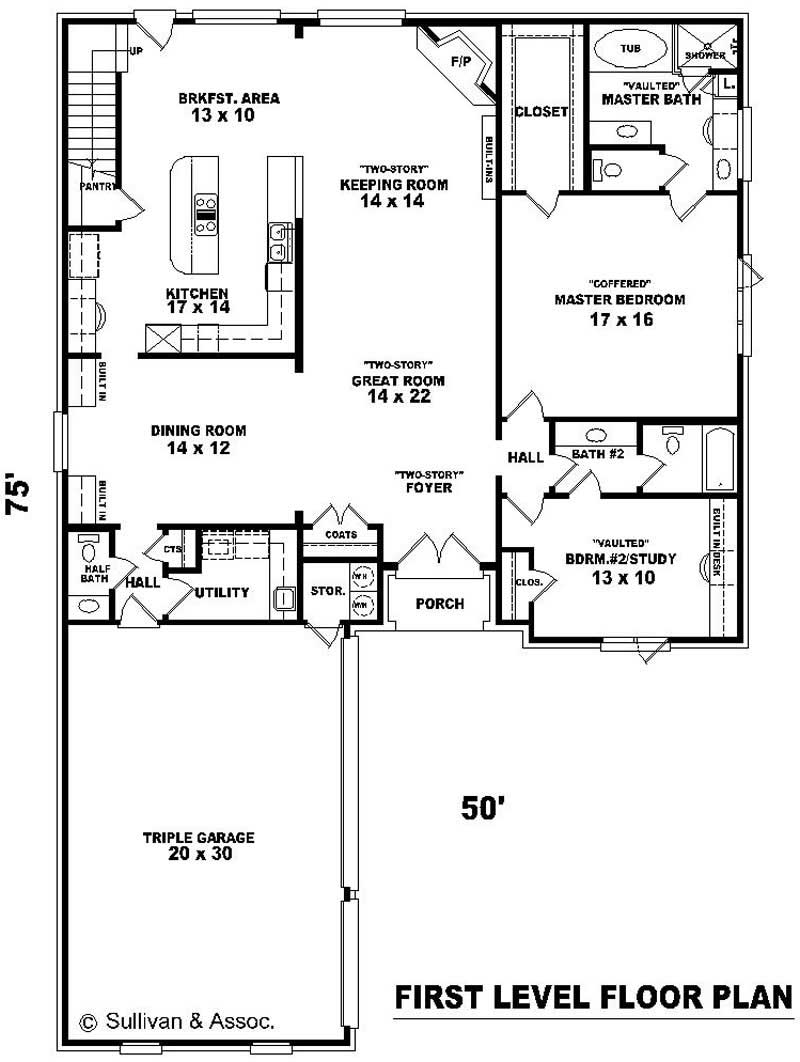 Floor Plan First Story of French Plan #170-3313