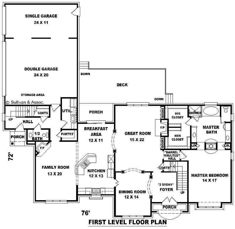 Floor Plan First Story of French Plan #170-3315