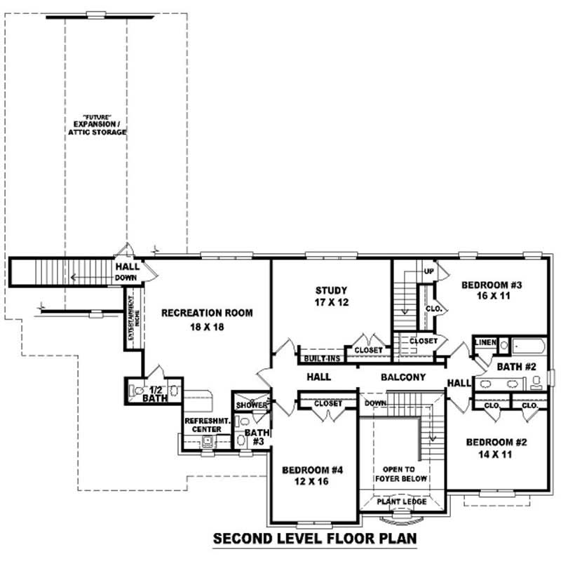 Floor Plan Second Story of French Plan #170-3315