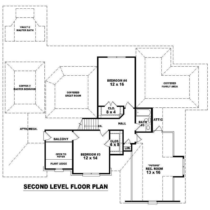 Floor Plan Second Story of French Plan #170-3327
