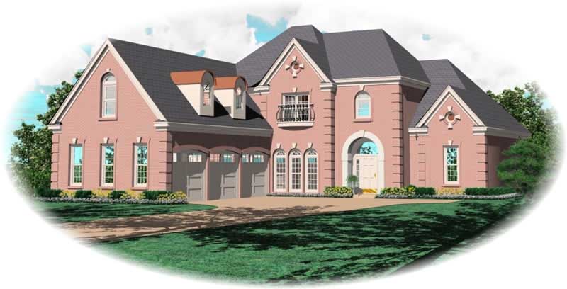 Front view of French home (ThePlanCollection: House Plan #170-3335)