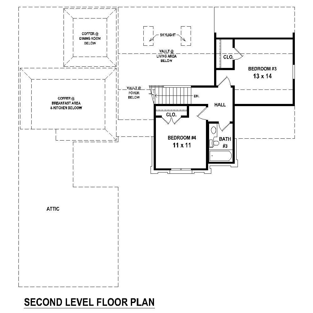 Floor Plan Second Story of French Plan #170-3338