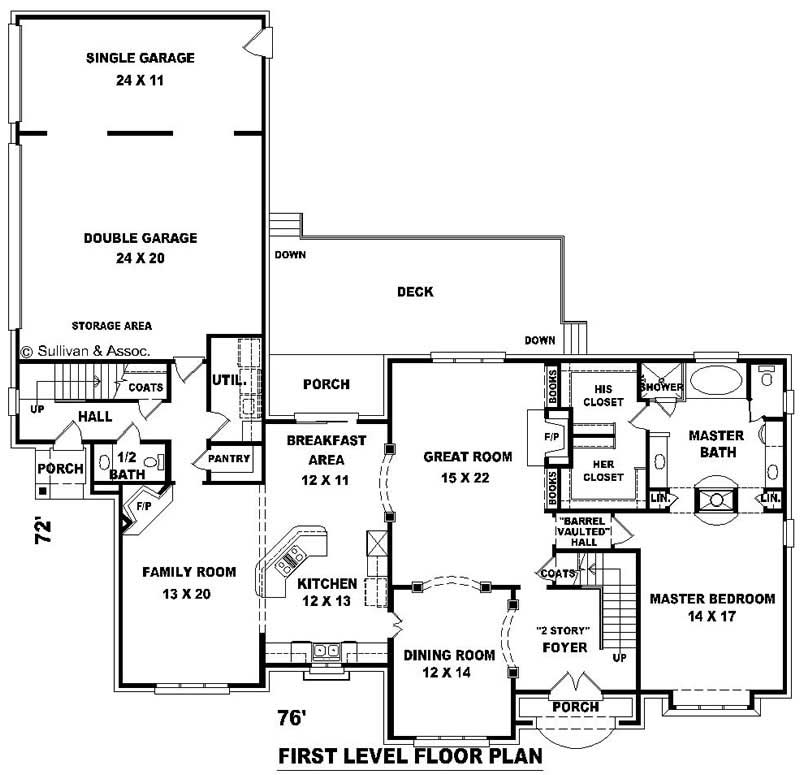 Floor Plan First Story of French Plan #170-3340