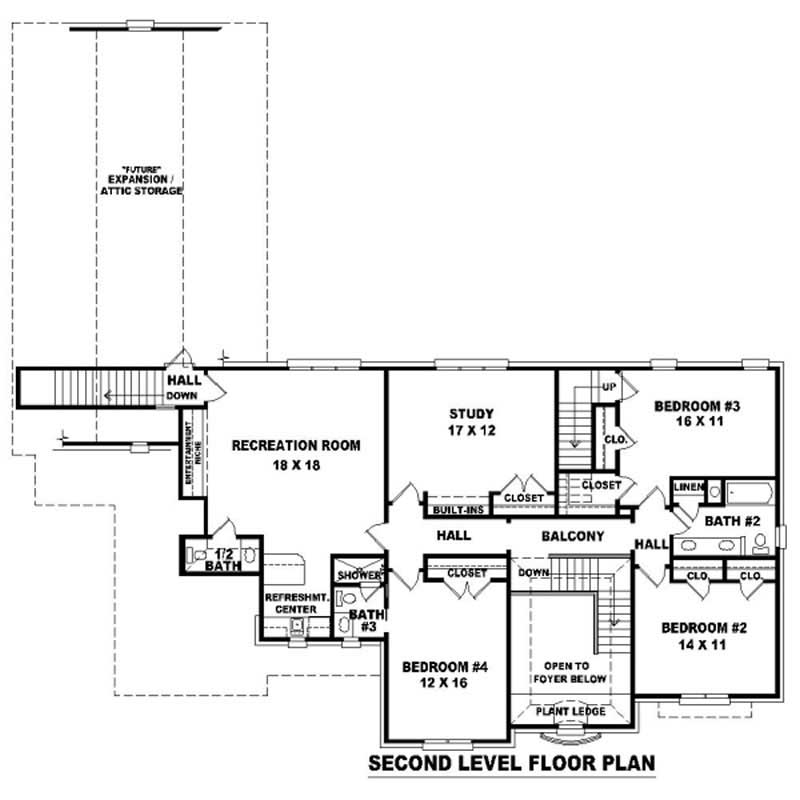 Floor Plan Second Story of French Plan #170-3340