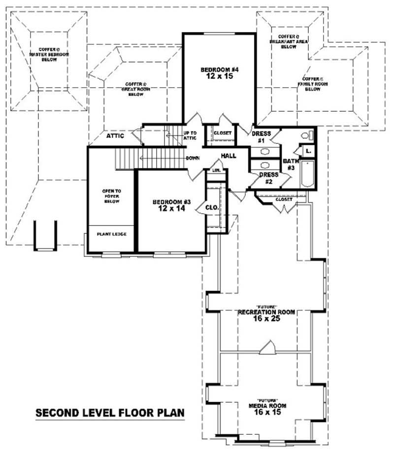 Floor Plan Second Story of Country Plan #170-3346