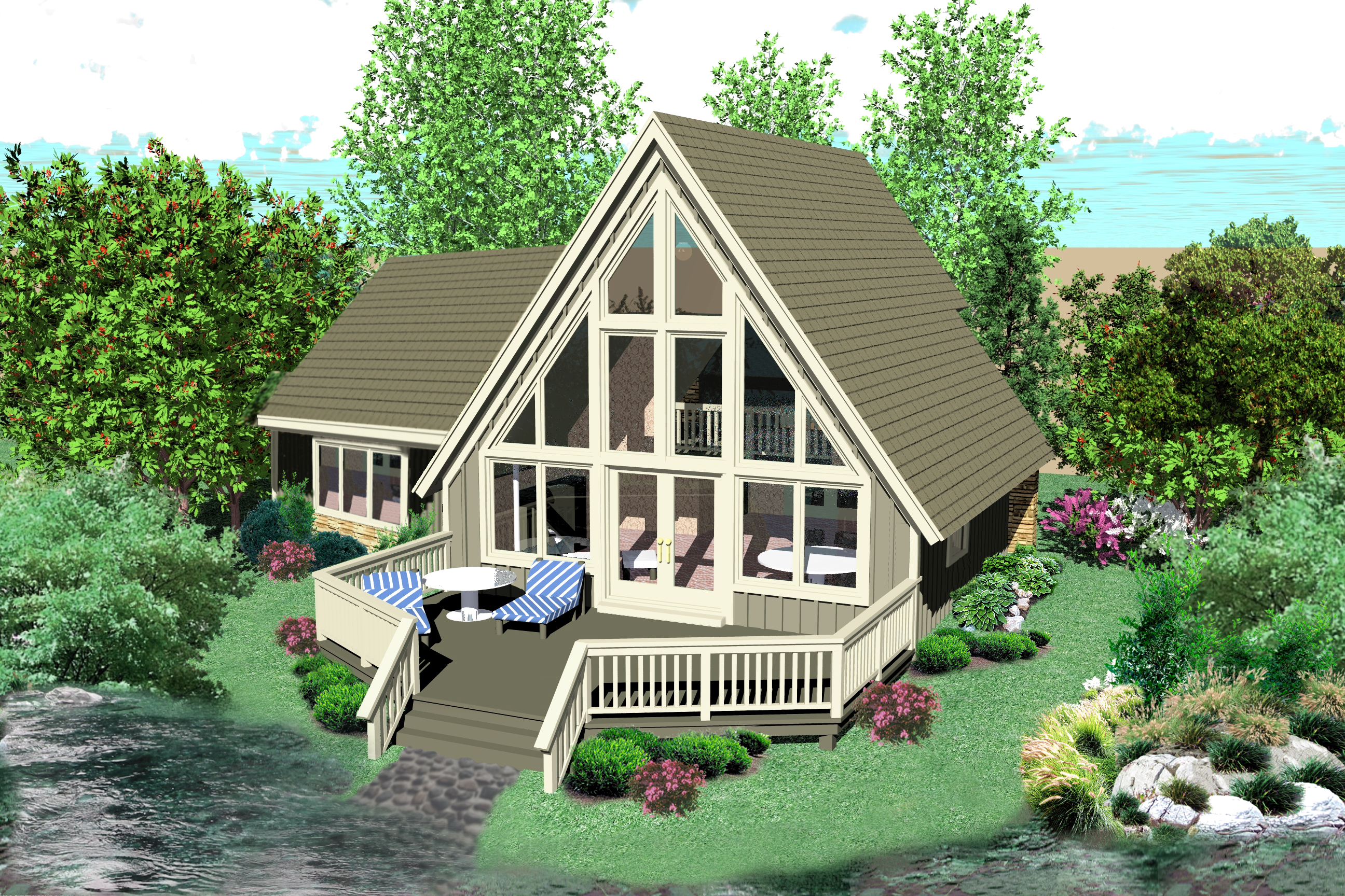 Rear View of this 1-Bedroom, 1044 Sq Ft Plan - 170-3361
