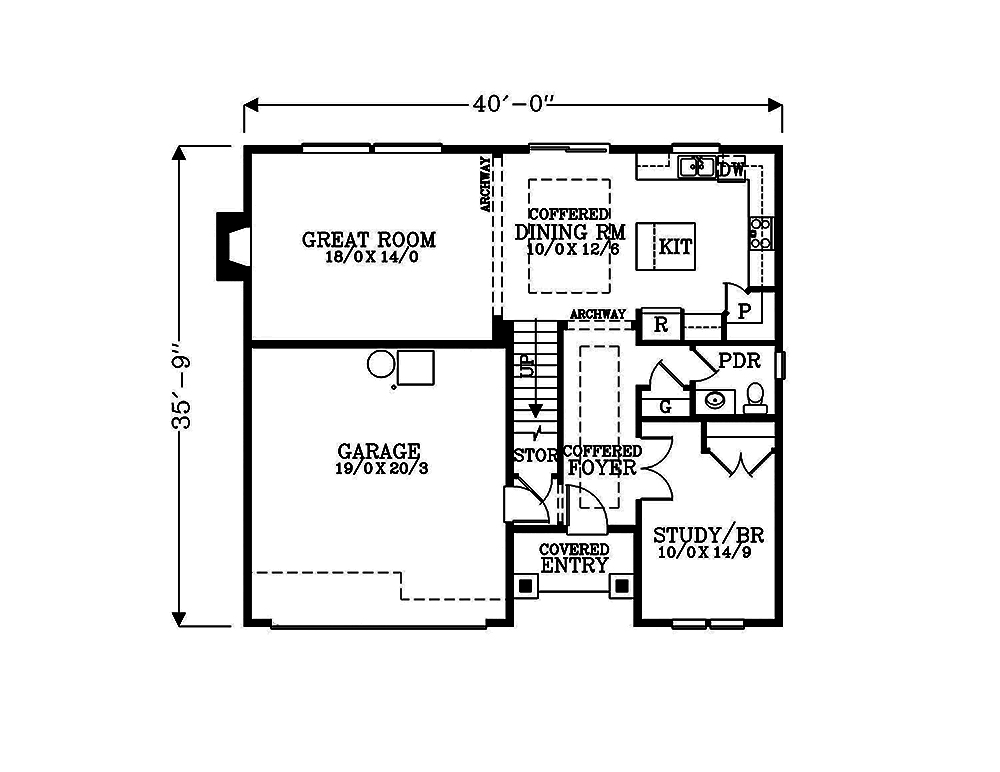 Floor Plan First Story of Craftsman Plan #171-1293