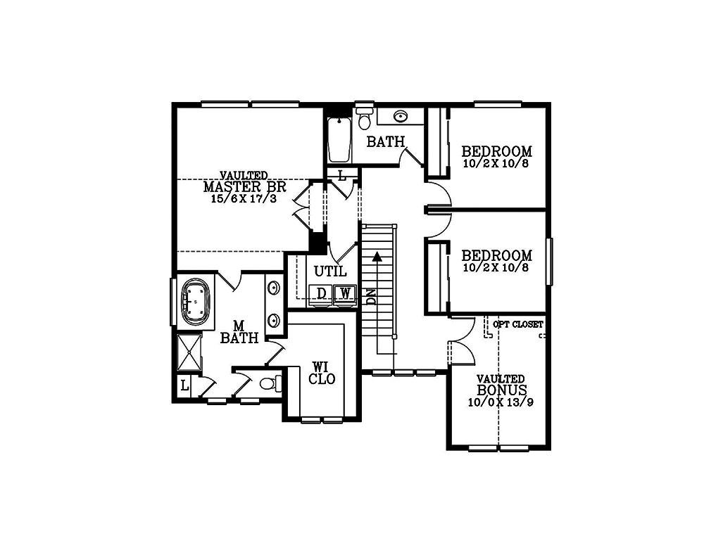 Floor Plan Second Story of Craftsman Plan #171-1293