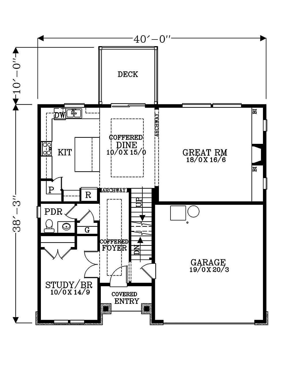 Floor Plan First Story of Craftsman Plan #171-1294