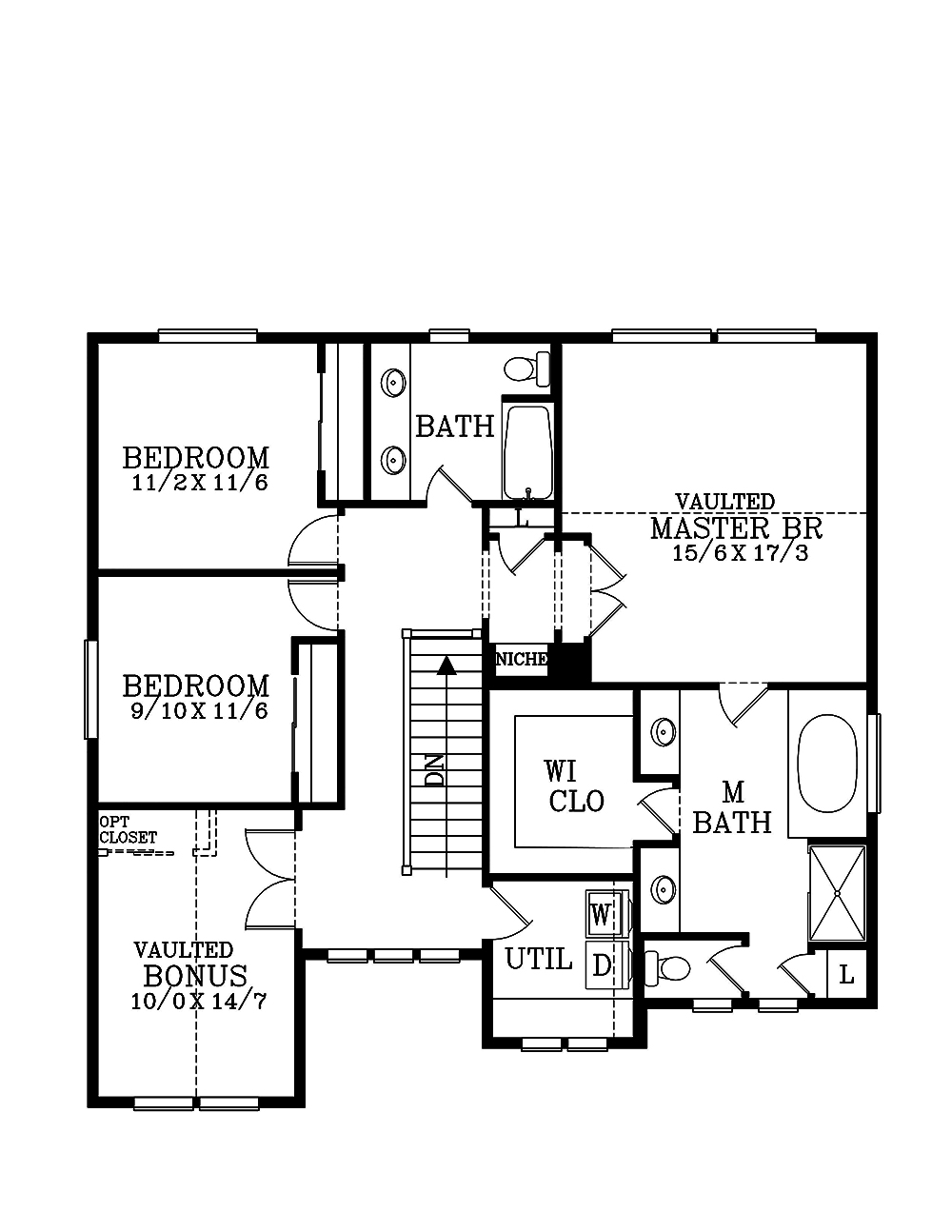 Floor Plan Second Story of Craftsman Plan #171-1294