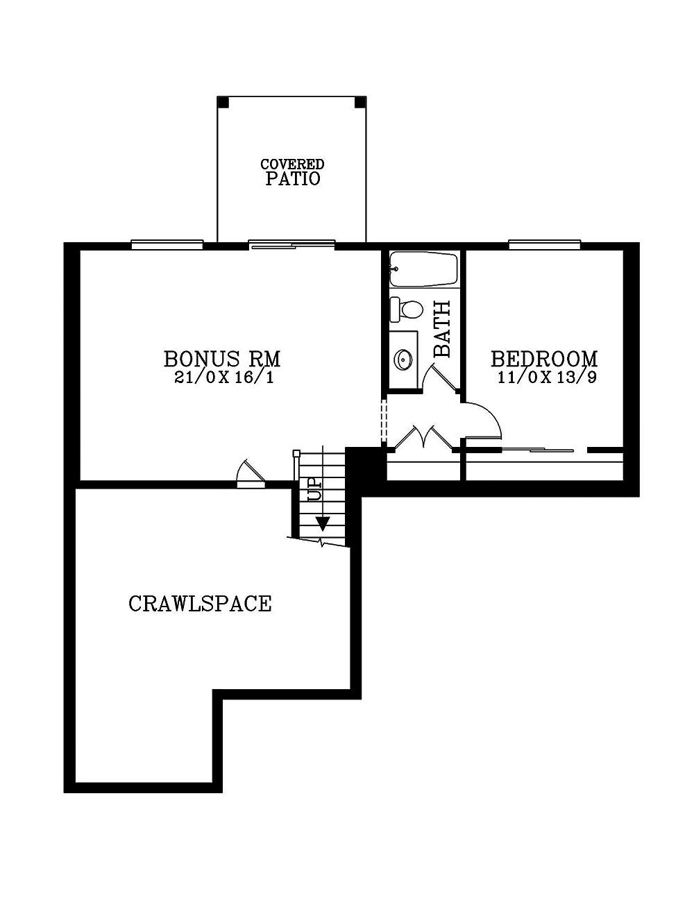 Floor Plan Basement of Craftsman Plan #171-1294