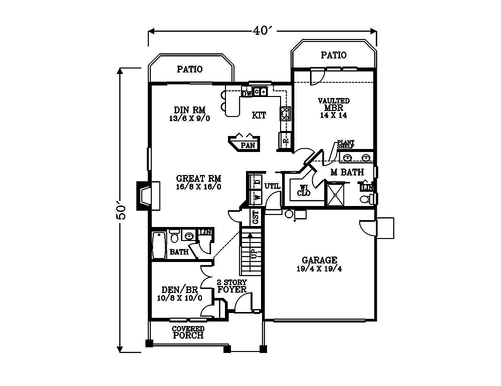 Floor Plan First Story of Craftsman Plan #171-1295