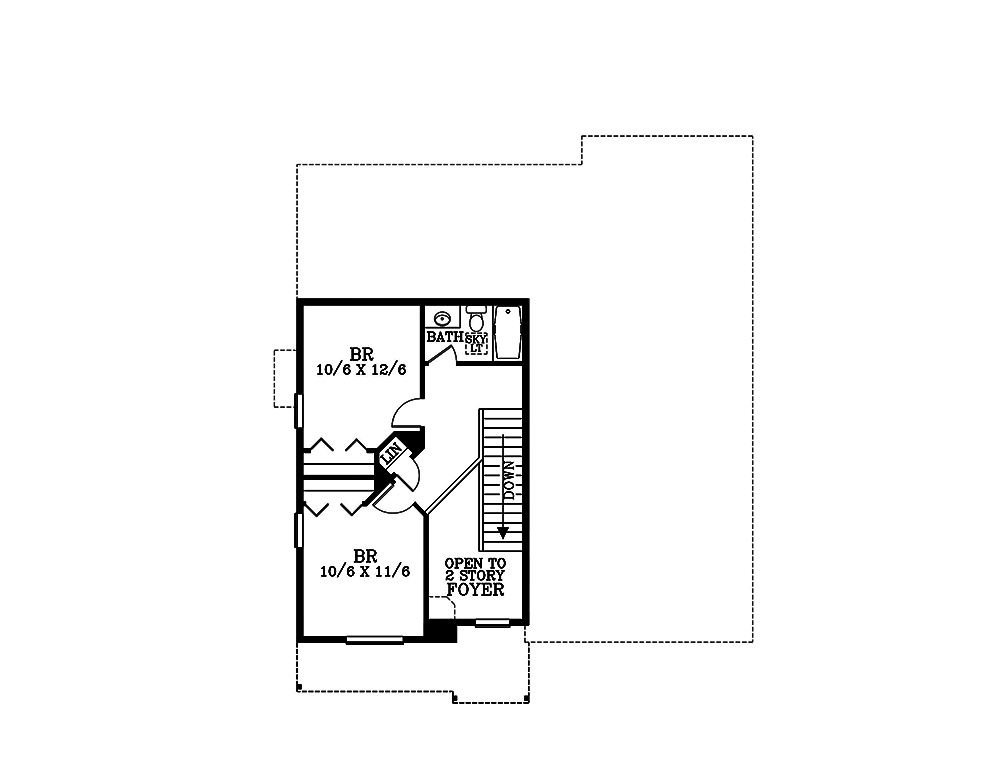 Floor Plan Second Story of Craftsman Plan #171-1295