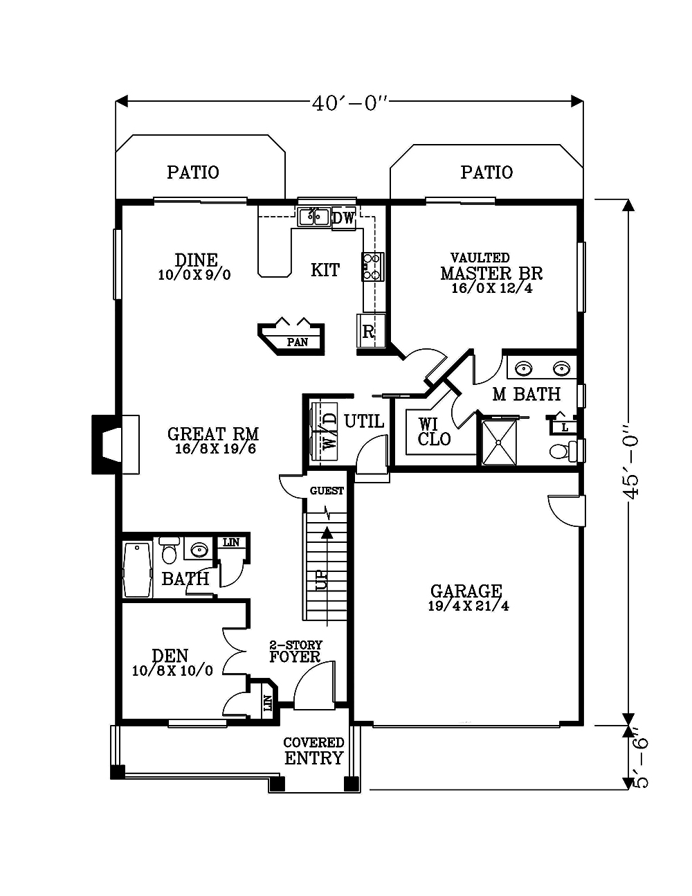 Floor Plan First Story of Craftsman Plan #171-1296