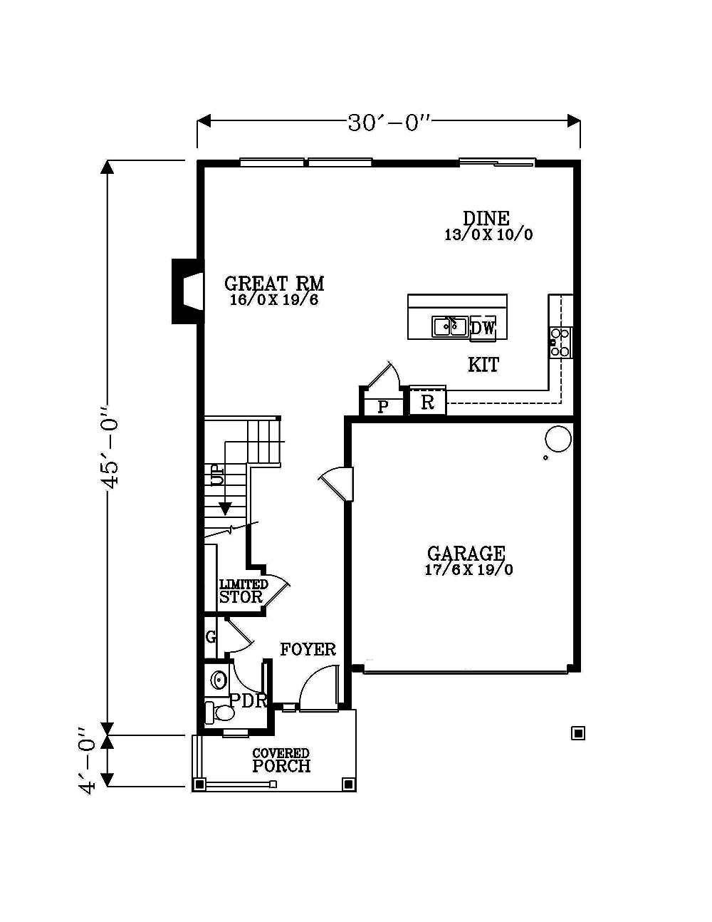 Floor Plan First Story of Craftsman Plan #171-1297