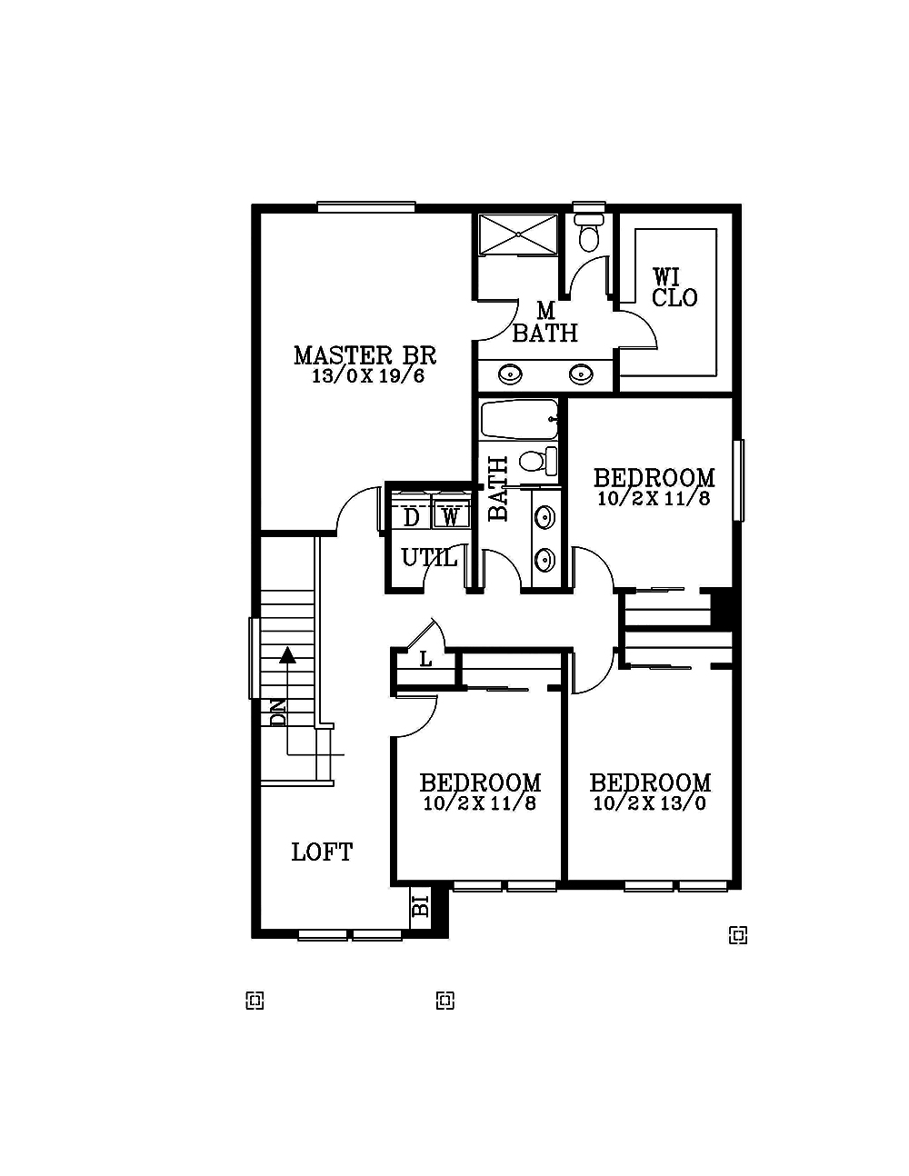 Floor Plan Second Story of Craftsman Plan #171-1297