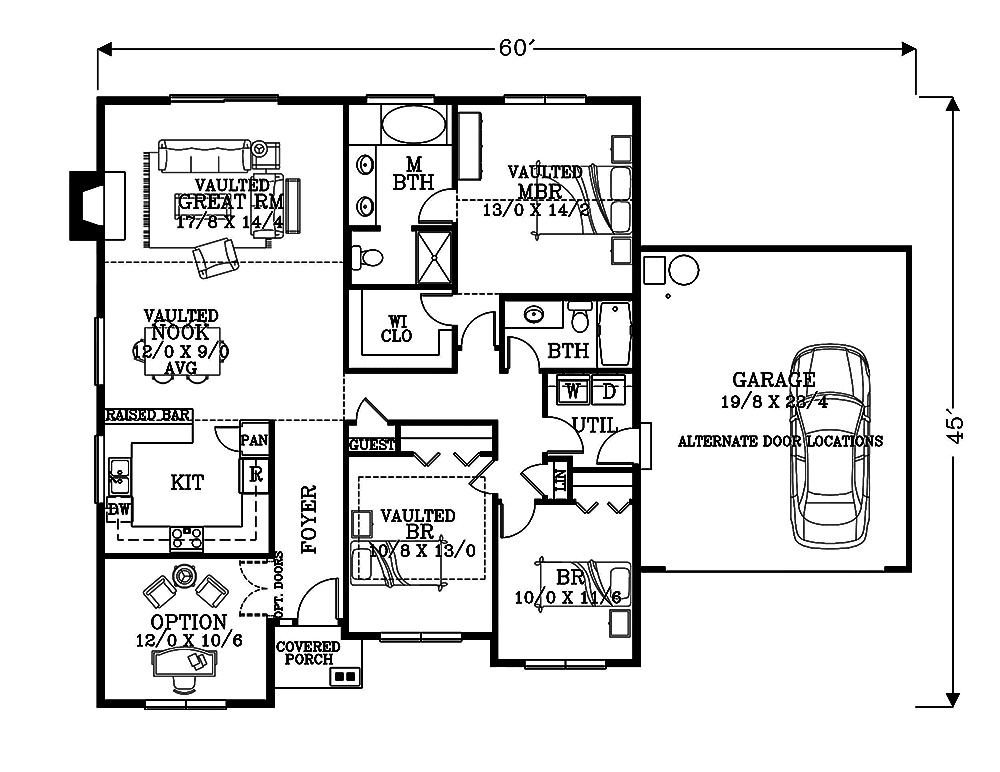 Floor Plan First Story of Craftsman Plan #171-1298