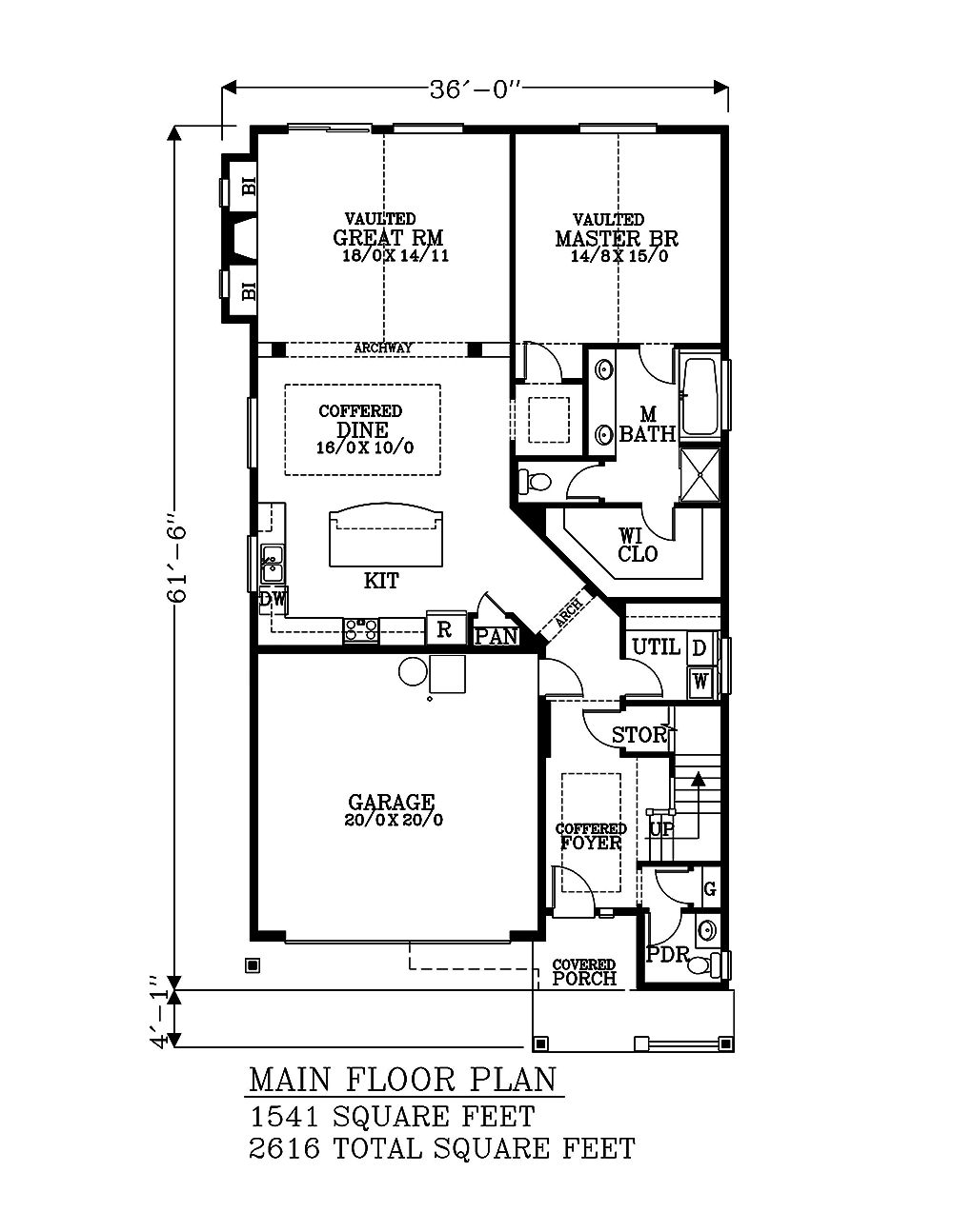 Floor Plan First Story of Craftsman Plan #171-1301