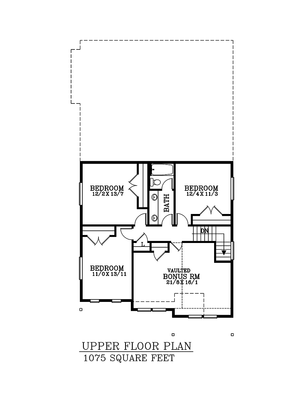 Floor Plan Second Story of Craftsman Plan #171-1301