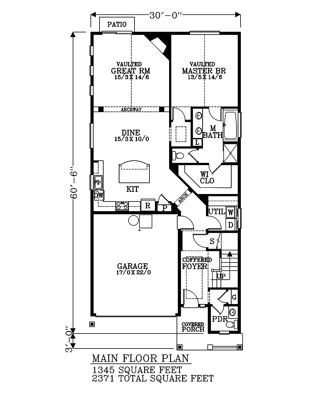 Floor Plan First Story of Craftsman Plan #171-1302
