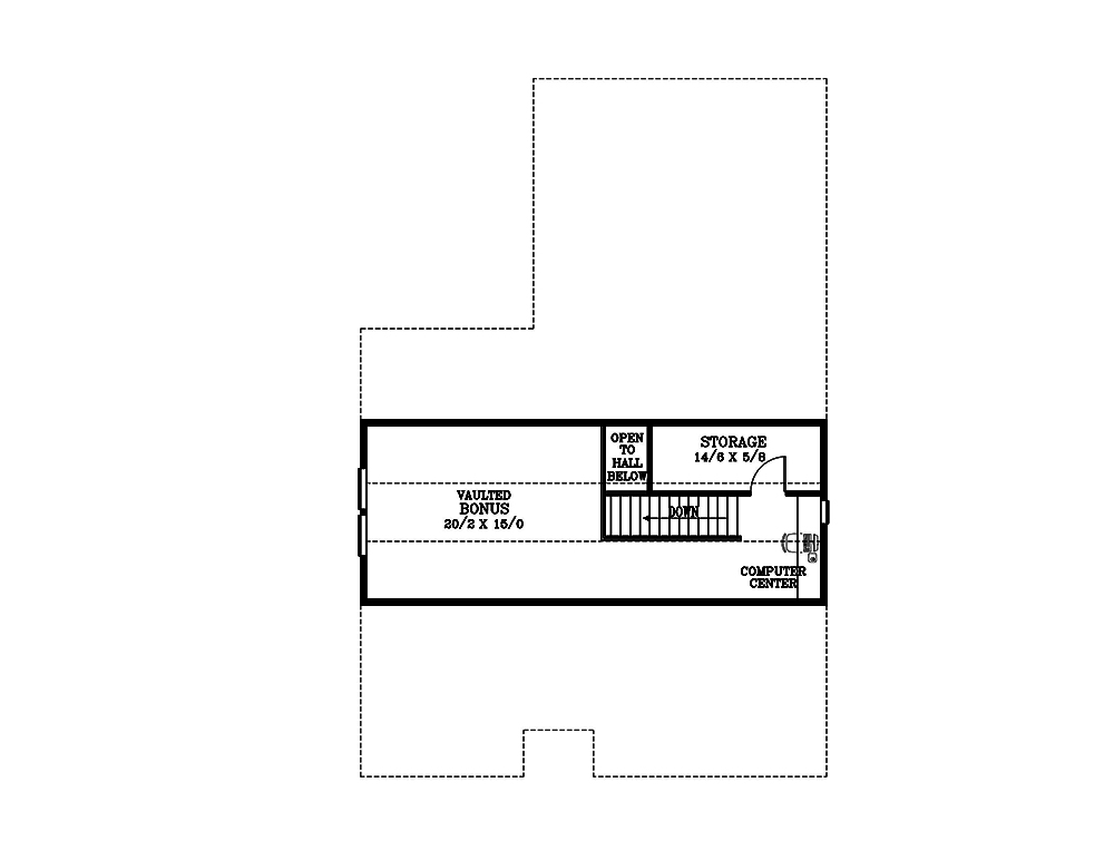 Floor Plan Second Story of Craftsman Plan #171-1304