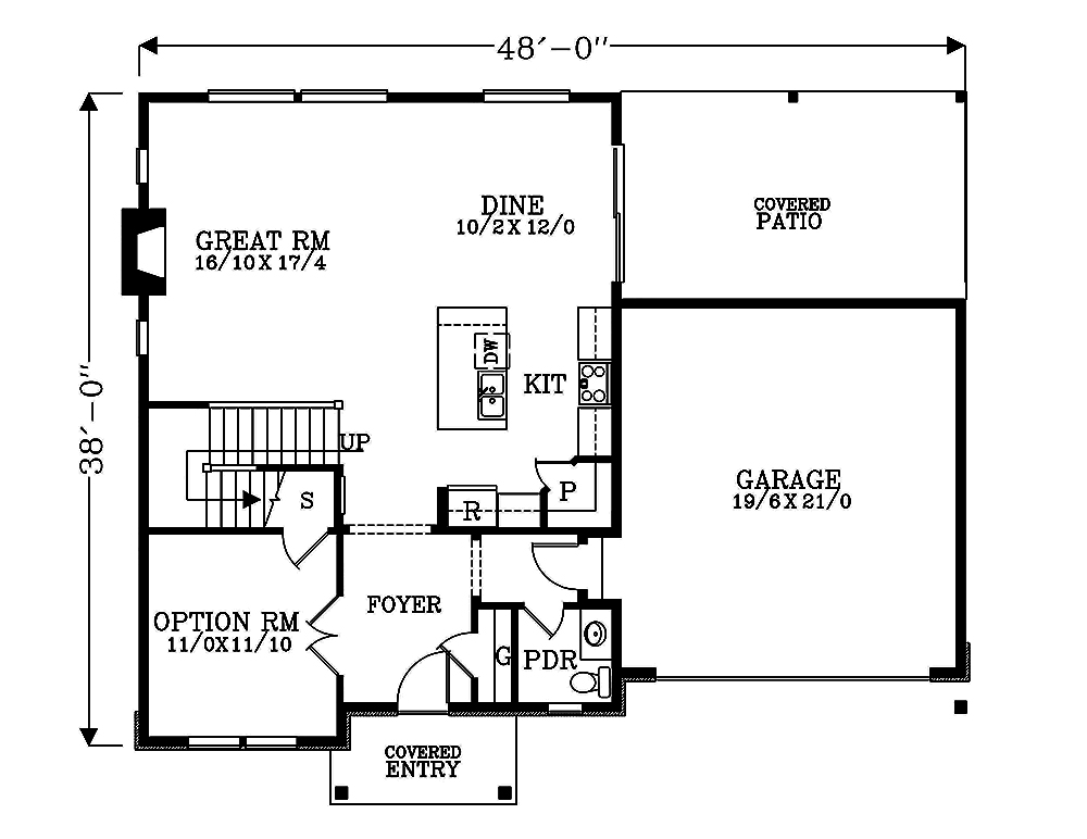 Floor Plan First Story of Craftsman Plan #171-1307