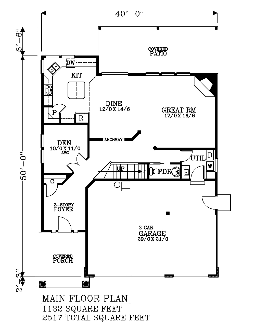 Floor Plan First Story of Cottage Plan #171-1308