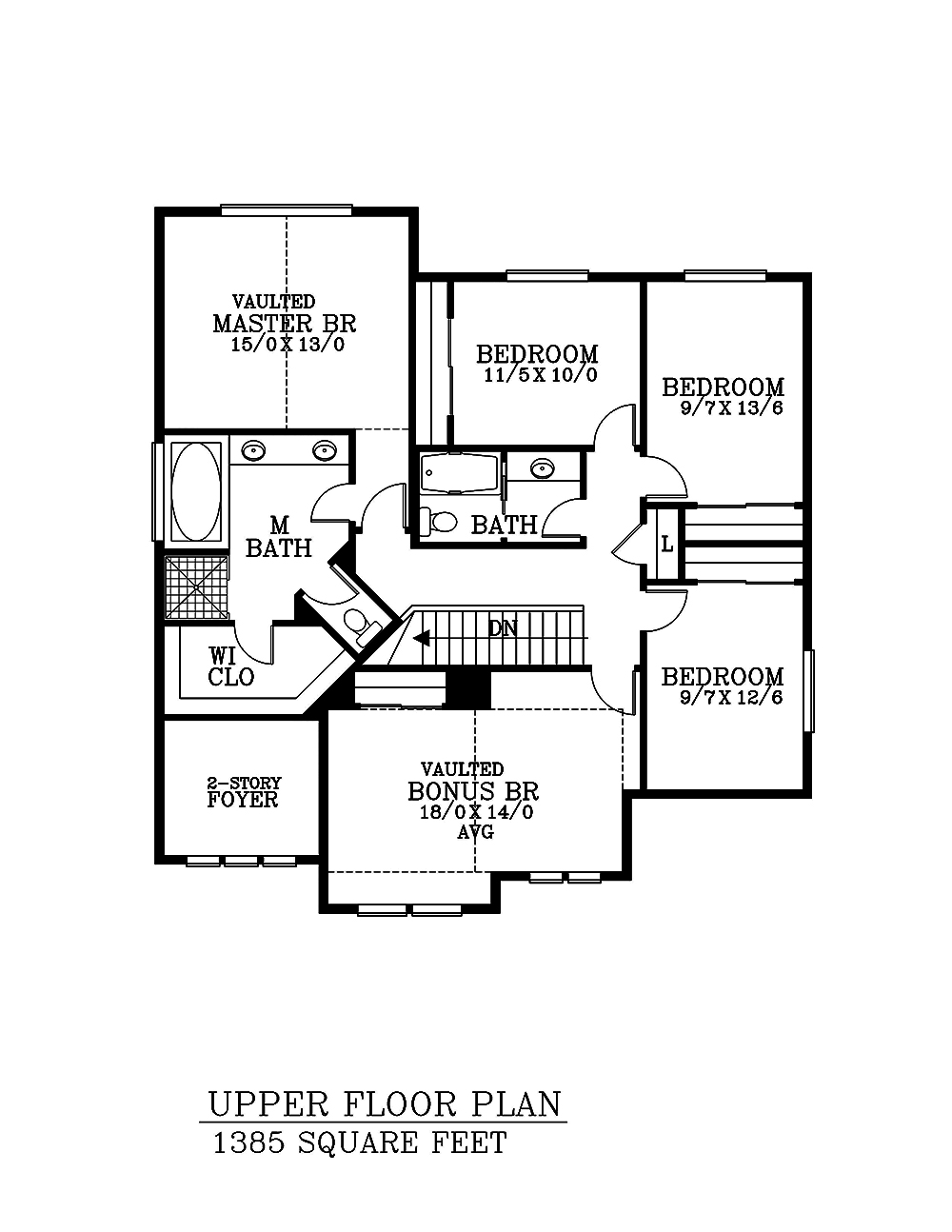 Floor Plan Second Story of Cottage Plan #171-1308