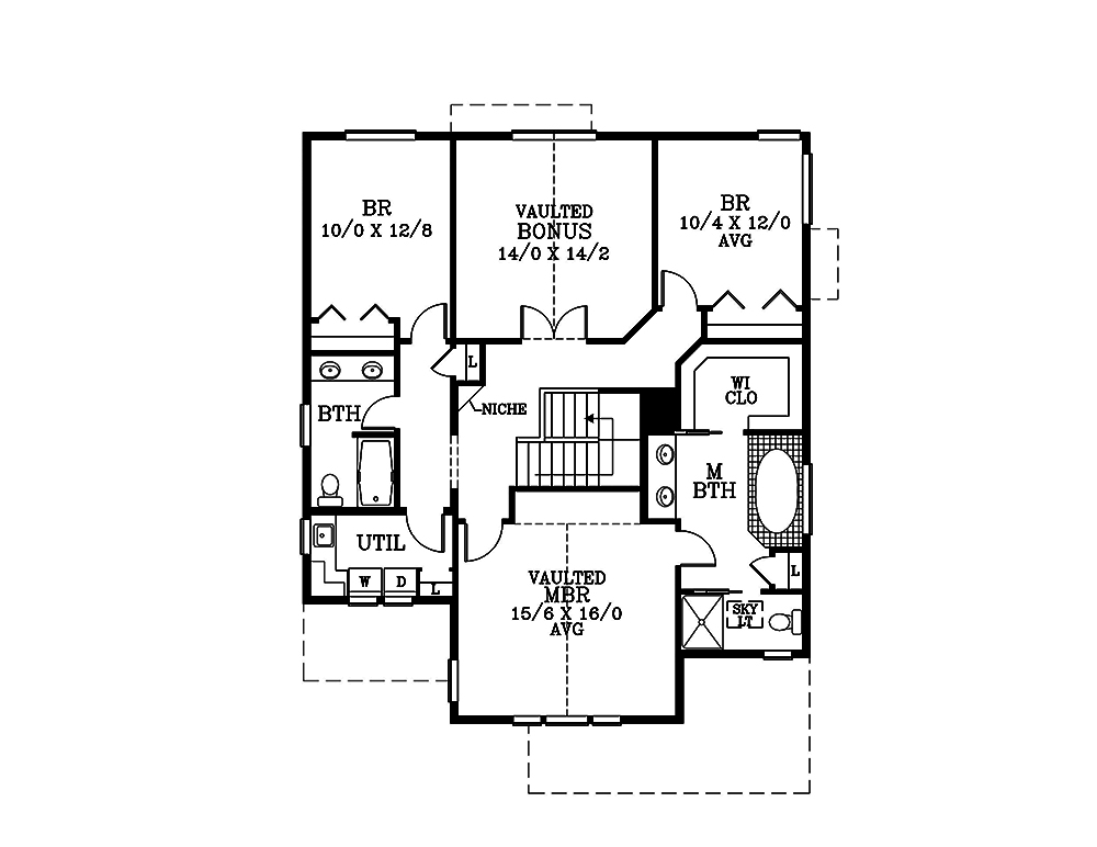 Floor Plan Second Story of Craftsman Plan #171-1309