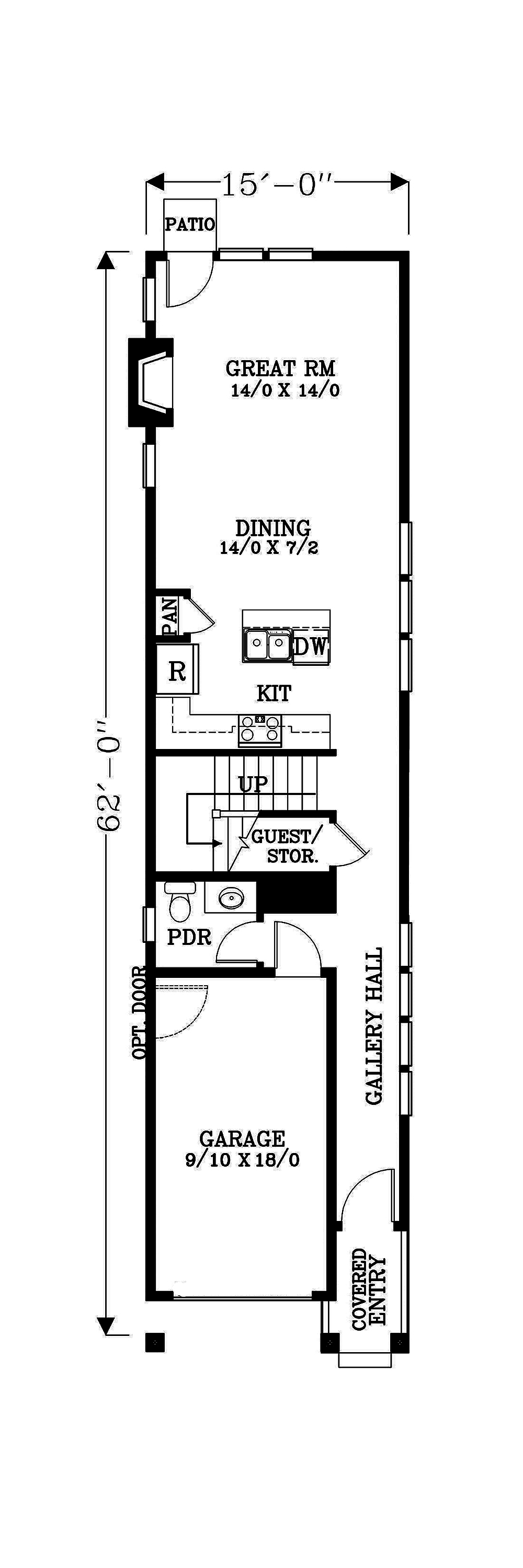 Floor Plan First Story of Cottage Plan #171-1311