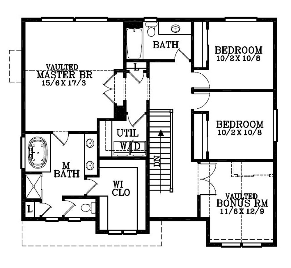 Floor Plan Second Story of Craftsman Plan #171-1313