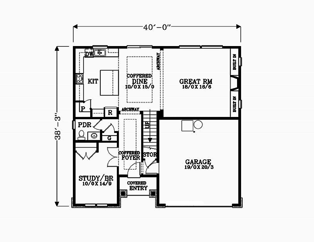 Floor Plan First Story of Cottage Plan #171-1314