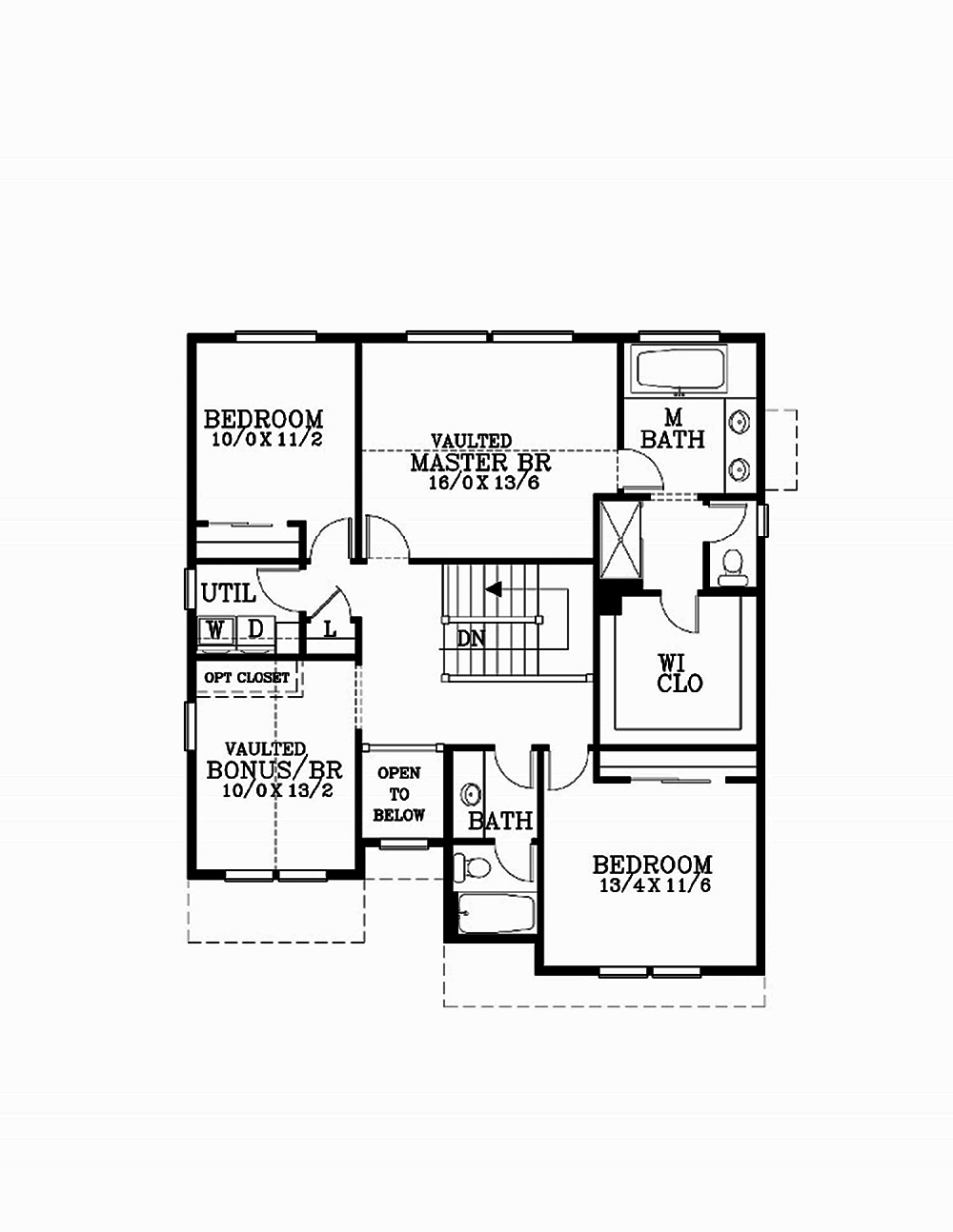 Floor Plan Second Story of Craftsman Plan #171-1315